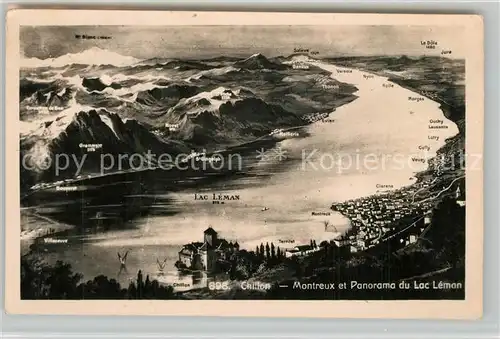 AK / Ansichtskarte Chillon Montreux et Panorama du Lac Leman Chillon