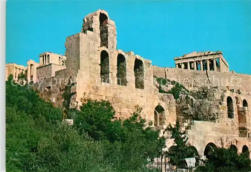 AK / Ansichtskarte Athen_Griechenland Das Odeon des Herodus Attikus und der Parthenon Athen_Griechenland