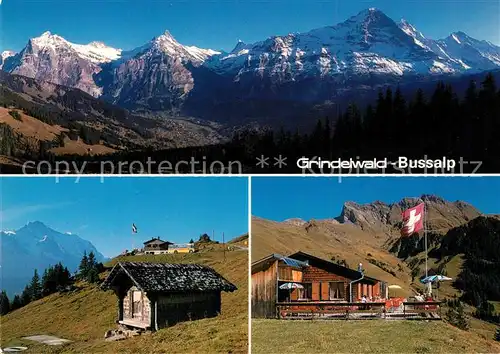 AK / Ansichtskarte Grindelwald Bussalp Wetterhorn Schreckhorn Finsteraarhorn Eiger Moench Jungfrau Grindelwald