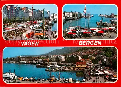 AK / Ansichtskarte Bergen_Norwegen Markt Hafenpartien Bergen Norwegen