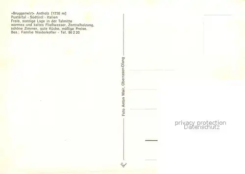 AK / Ansichtskarte Antholz_Mittertal Gasthof Pension Bruggerwirt Antholz Mittertal