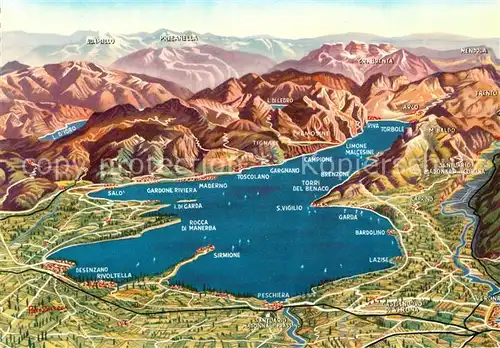 AK / Ansichtskarte Gardasee_Lago_di_Garda Panoamakarte Gardasee_Lago_di_Garda