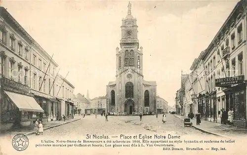 AK / Ansichtskarte Saint Nicolas_Waes Place et Eglise Notre Dame Saint Nicolas_Waes