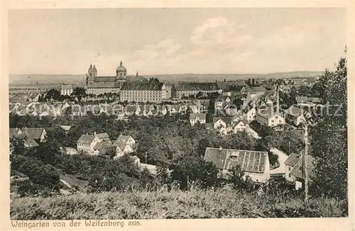 AK / Ansichtskarte Weingarten_Wuerttemberg Stadtpanorama von der Welfenburg aus Basilika Weingarten Wuerttemberg