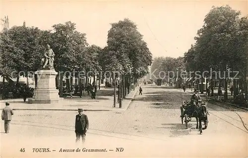 AK / Ansichtskarte Tours_Indre et Loire Avenue de Grammont Monument Tours Indre et Loire