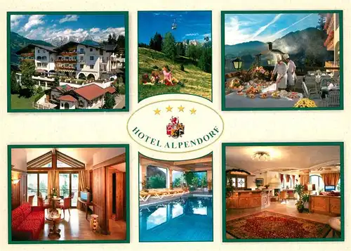 AK / Ansichtskarte Sankt_Johann_Pongau Hotel Alpendorf Restaurant Terrasse Foyer Hallenbad Alpenwiese Sankt_Johann_Pongau