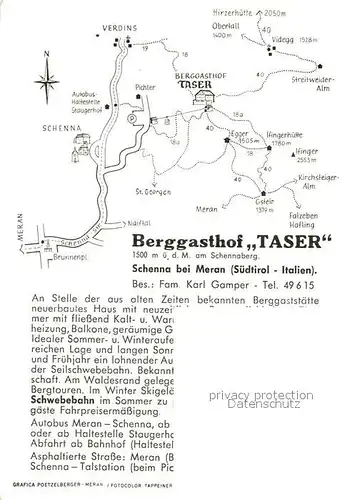 AK / Ansichtskarte Schenna_Meran Berggasthof Taser Schenna Meran