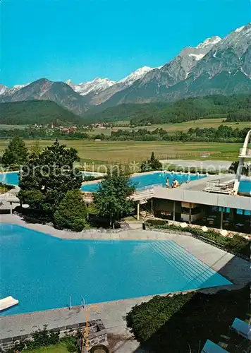 AK / Ansichtskarte Wattens Alpenbad Freibad mit Blick zum Bettelwurf Karwendelgebirge Wattens