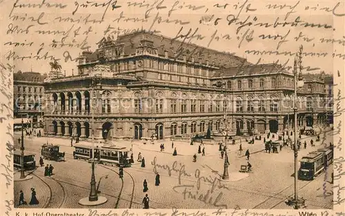 AK / Ansichtskarte Wien Operntheater Strassenbahnen Wien