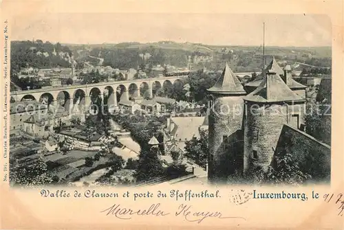 AK / Ansichtskarte Luxembourg_Luxemburg Vall?e de Clausen et porte du Pfaffenthal Luxembourg Luxemburg