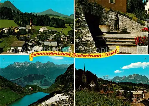 AK / Ansichtskarte Fieberbrunn_Tirol Kitzbueheler Horn Dorfbrunnen Wildseeloderhaus Wilder Kaiser Fieberbrunn Tirol