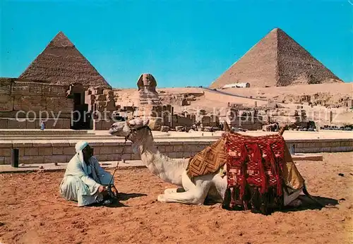 AK / Ansichtskarte Gizeh The Sphinx and the Pyramids of Cheops and Chephren Gizeh