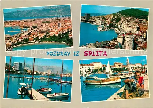 AK / Ansichtskarte Split_Spalato Fliegeraufnahme Panorama Hafen Fischer Split_Spalato