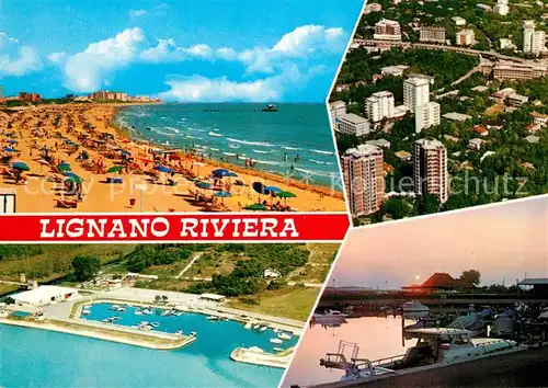 AK / Ansichtskarte Lignano_Riviera La spiaggia e la darsena aerea e notturno 