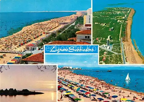AK / Ansichtskarte Lignano_Sabbiadoro Spiaggia e notturno Lignano Sabbiadoro