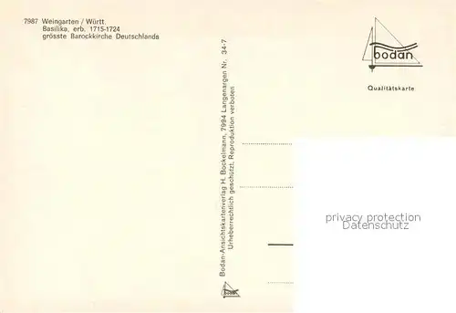 AK / Ansichtskarte Weingarten_Wuerttemberg Basilika Barockkirche Weingarten Wuerttemberg