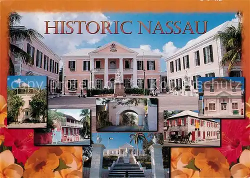 AK / Ansichtskarte Nassau_Bahamas Houseof Assembly Public Library Vendue House Gregorys Arch Magna Carta Court Balcony House Government House Nassau Bahamas
