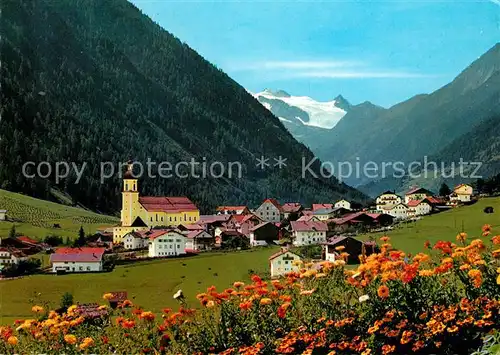 AK / Ansichtskarte Neustift_Stubaital_Tirol Kirche Panorama Neustift_Stubaital_Tirol