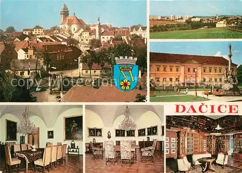 AK / Ansichtskarte Dacice_Datschitz Stadtpanorama Schloss Denkmal  Dacice Datschitz