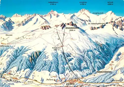 AK / Ansichtskarte Fiesch Panoramakarte Winter Eggishorn Fiesch