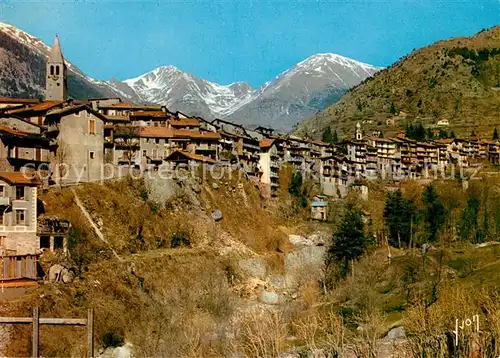 AK / Ansichtskarte Saint Martin Vesubie Vue d ensemble du village et les Alpes Collection Couleurs et Lumiere de France Saint Martin Vesubie