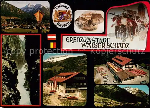 AK / Ansichtskarte Hirschegg_Kleinwalsertal_Vorarlberg Grenzgasthof Walserschanz Schlucht Alpenpanorama Hirschegg_Kleinwalsertal