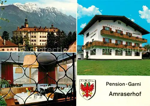 AK / Ansichtskarte Amras_Tirol Pension garni Amraserhof Alpen Wappen Amras Tirol