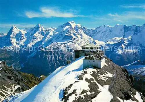 AK / Ansichtskarte Muerren_BE Schilthornbahn Bergrestaurant Drehrestaurant Piz Gloria Eiger Moench Jungfrau Gebirgspanorama Berner Alpen Muerren_BE