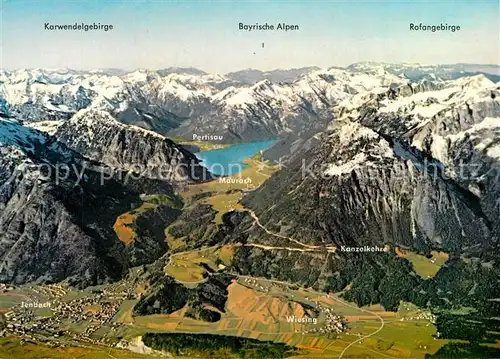 AK / Ansichtskarte Achensee und Umgebung Karwendelgebirge Bayrische Alpen Rofangebirge Fliegeraufnahme Achensee