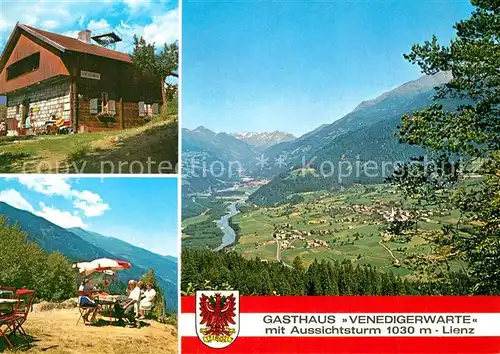 AK / Ansichtskarte Lienz_Tirol Gasthaus Venedigerwarte Landschaftspanorama Lienzer Talboden Venedigergruppe Lienz Tirol