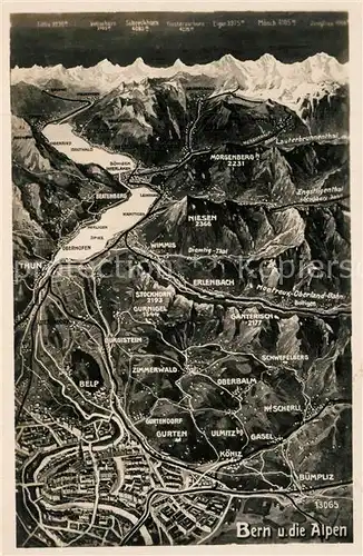 AK / Ansichtskarte Bern_BE Panoramkarte mit Thunersee Bern_BE