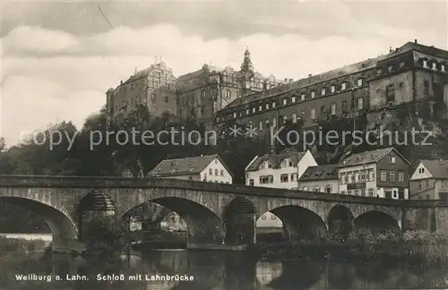 AK / Ansichtskarte Weilburg Lahnpartie Schlo? mit Br?cke Weilburg