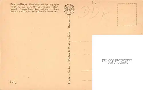 AK / Ansichtskarte Leipzig Paulinerkirche Leipzig
