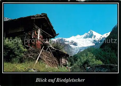 AK / Ansichtskarte Gasenried Berghuette mit Riedgletscherund Nadelhorn Gasenried