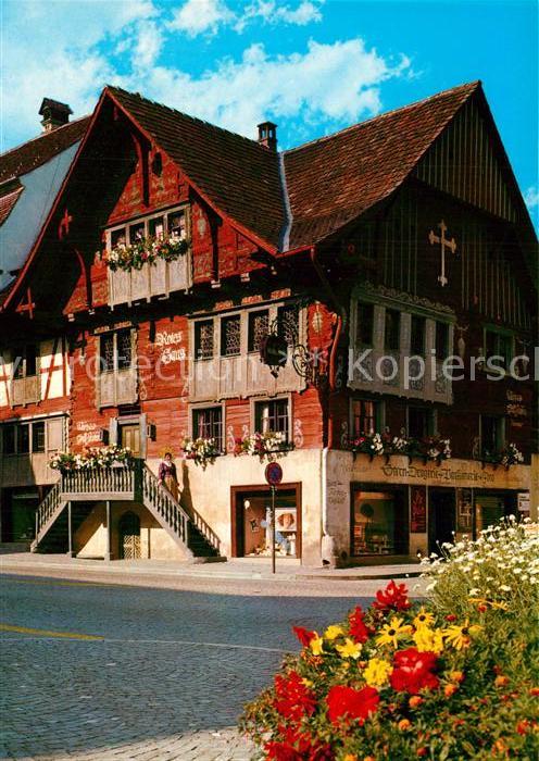Ak Ansichtskarte Dornbirn Vorarlberg Rotes Haus Gaststaette