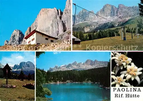 AK / Ansichtskarte Karersee_Suedtirol Rifugio Paolina Huette Rosengartengruppe  Karersee Suedtirol