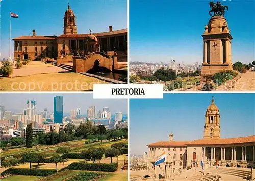 AK / Ansichtskarte Pretoria Views of the Union Buildings showing the gardens and the Delville Wood Memorial Pretoria