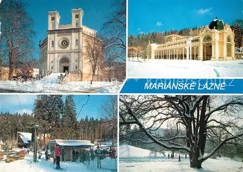 AK / Ansichtskarte Marianske_Lazne Kostel Nanebevzeti P Marie Kolonada M Gorkeho Lyzarsky areal Lazensky park Marianske_Lazne