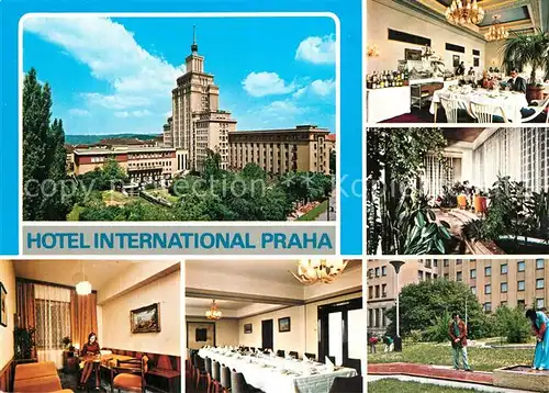 AK / Ansichtskarte Praha_Prahy_Prague Hotel International Restaurant Festtafel Minigolf Praha_Prahy_Prague