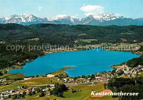 AK / Ansichtskarte Keutschach_See Keutschachersee und Umgebung mit Karawanken Fliegeraufnahme Keutschach See