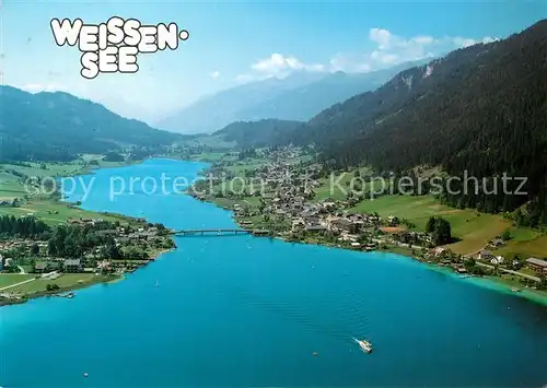 AK / Ansichtskarte Weissensee_Kaernten Hoechster Badesee der Alpen Fliegeraufnahme Weissensee Kaernten