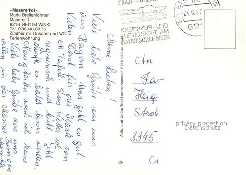AK / Ansichtskarte Reit_Winkl Masererhof Ferienwohnungen Reit_Winkl