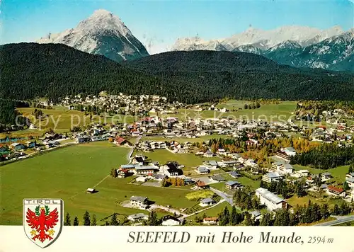 AK / Ansichtskarte Seefeld_Tirol mit Hohe Munde Mieminger Kette Fliegeraufnahme Seefeld Tirol