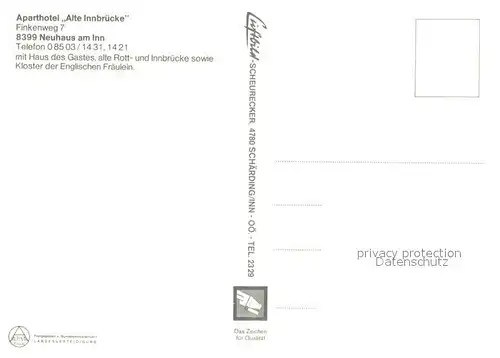 AK / Ansichtskarte Neuhaus_Inn Aparthotel Alte Innbruecke Erholungsgebiet Unteres Inntal und Rottal Neuhaus Inn