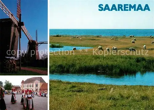 AK / Ansichtskarte Kuressaare Saaremaa Windmuehlen Trachtenfest Kuressaare