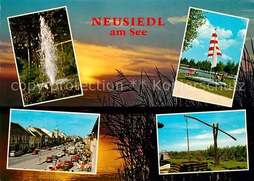 AK / Ansichtskarte Neusiedl_See Springbrunnen Ziehbrunnen Strand Neusiedler See Neusiedl See
