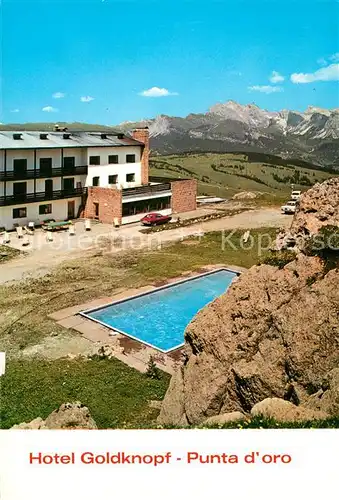 AK / Ansichtskarte Alpe_di_Siusi Hotel Goldknopf Punta d Oro Swimming Pool Alpe_di_Siusi