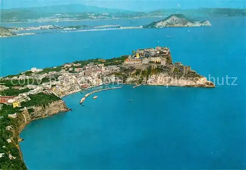 AK / Ansichtskarte Procida Bella Contrada dal greco Corricella sormontata dal Castello veduta aerea Procida