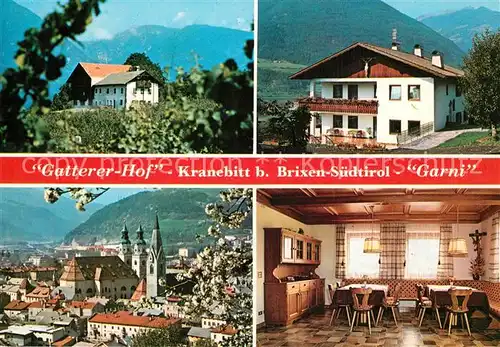 AK / Ansichtskarte Kranebitt_Brixen Gatterer Hof Pension Garni Stadtbild mit Kirche Alpen 