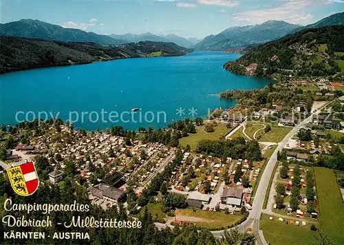 AK / Ansichtskarte Doebriach_Millstaettersee Campingplatz Alpenpanorama Fliegeraufnahme Doebriach_Millstaettersee
